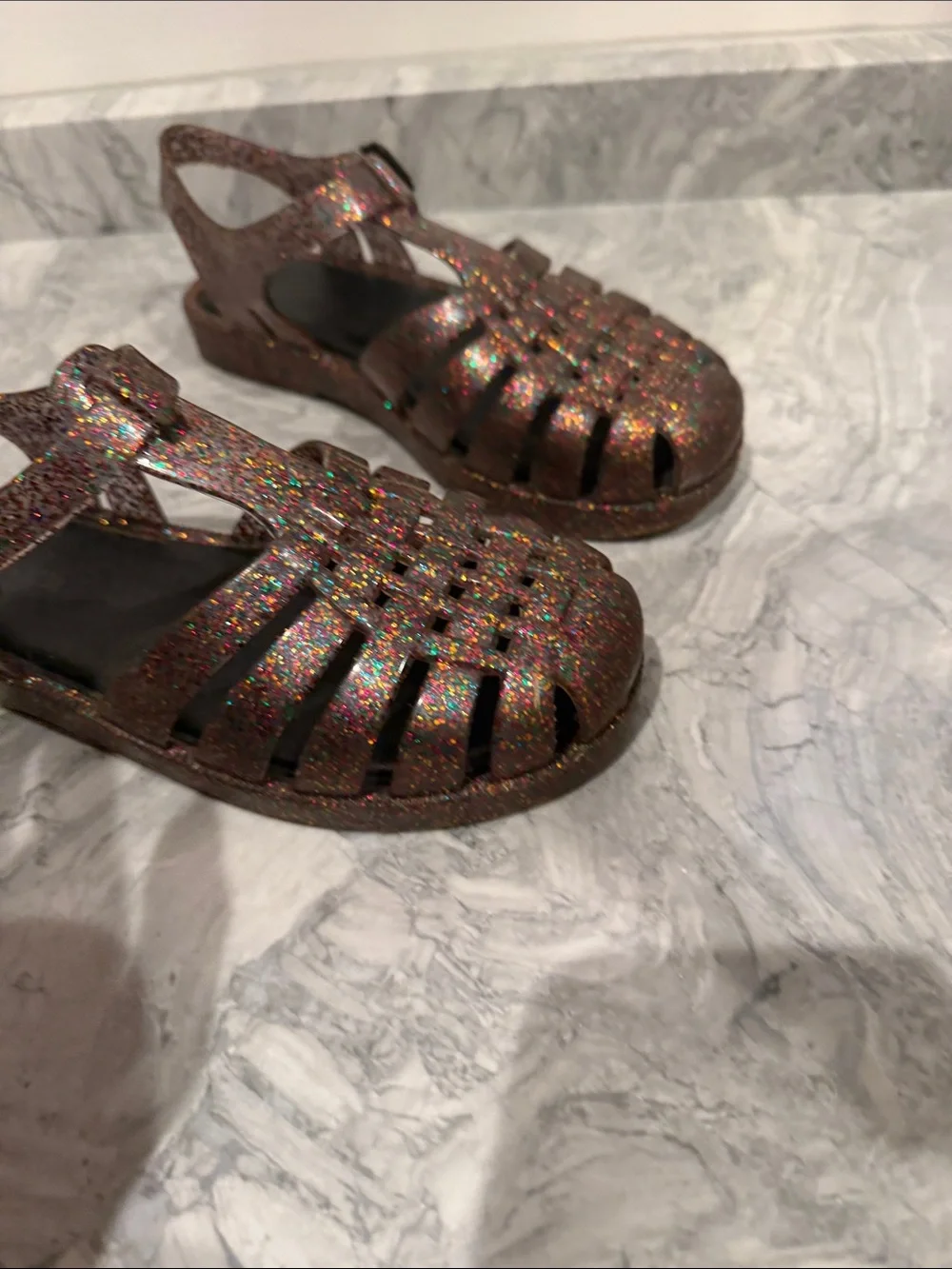 Mini Melissa Jelly Sandals with Multicolor Glitter